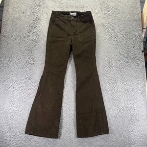 No Boundaries Pant Womens 0 Brown Cotton Corduroy Flared Travel Workwear Stretch